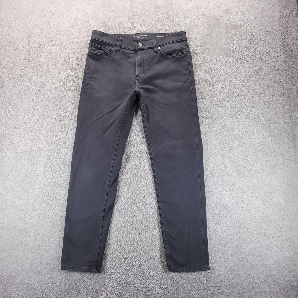 Banana Republic Jeans Mens 31x30 Gray Traveler Athletic Tapered Stretch Denim